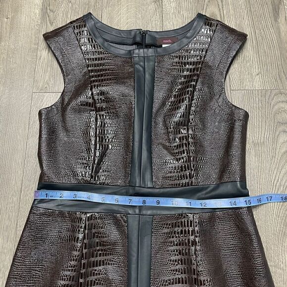 mark. Brown Black Faux Leather Sheath Dress Embossed Animal Print Size Medium - Picture 12 of 12